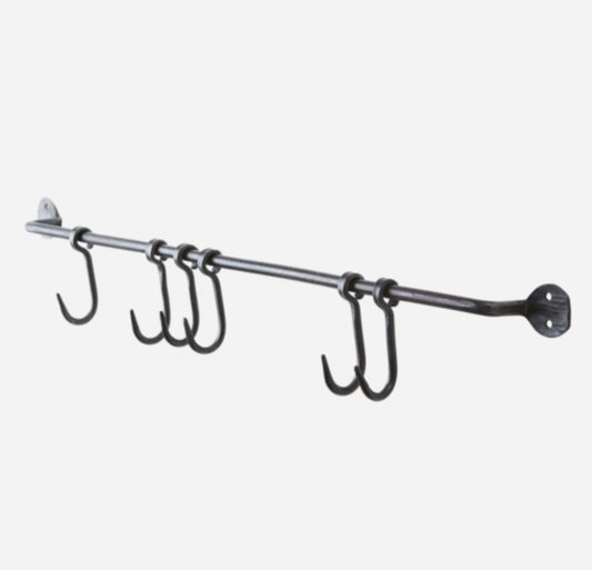 Iron hanging rail with cup hooks